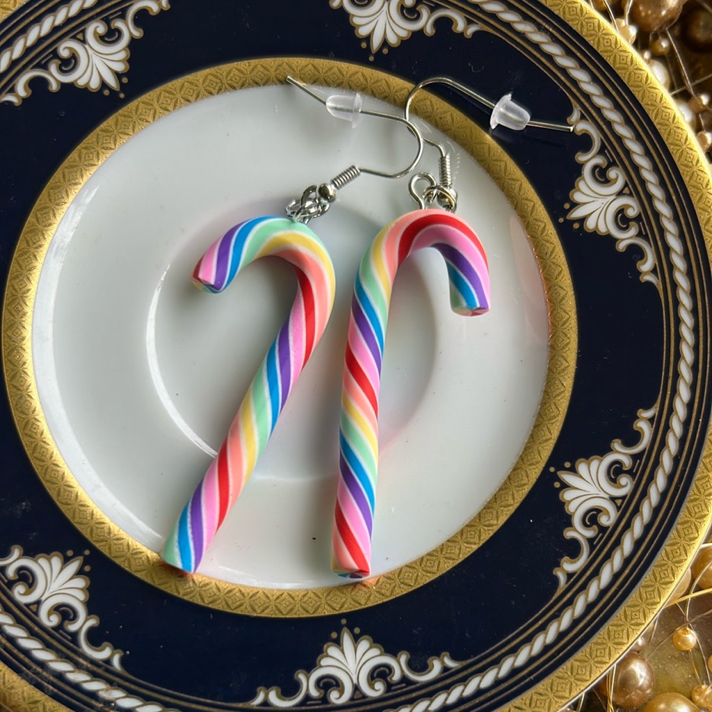 Rainbow Candy Cane Earrings
